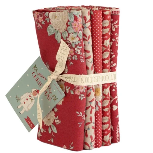 TELA TILDA 5 FAT QUARTER MERRY LITTLE CHRISTMAS RED
