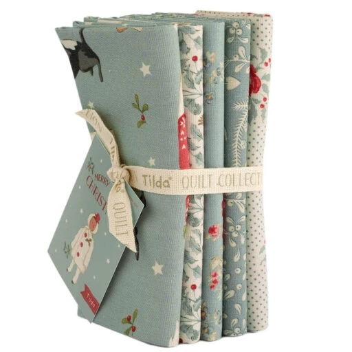 TELA TILDA 5 FAT QUARTER MERRY LITTLE CHRISTMAS BLUE