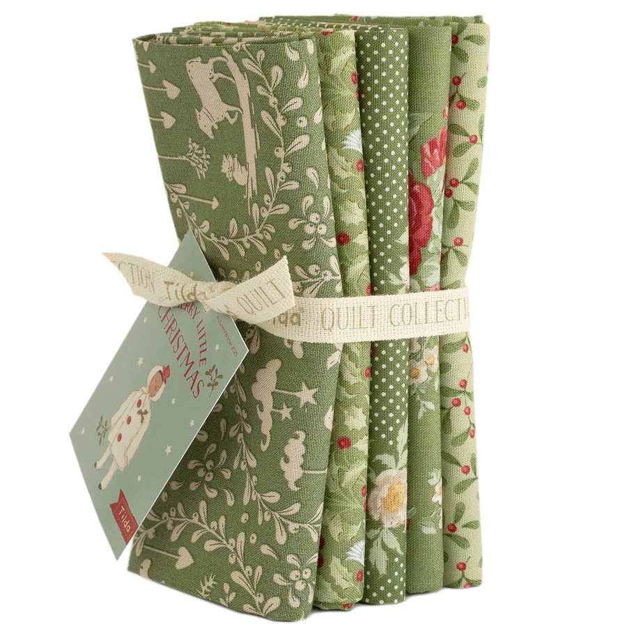TELA TILDA 5 FAT QUARTER MERRY LITTLE CHRISTMAS GREEN
