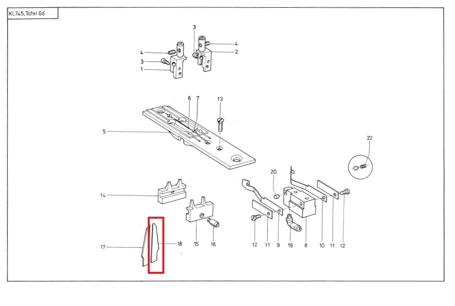 CUCHILLA PIQUETES AUTÓMATA BOLSILLOS DURKOPP 745 7