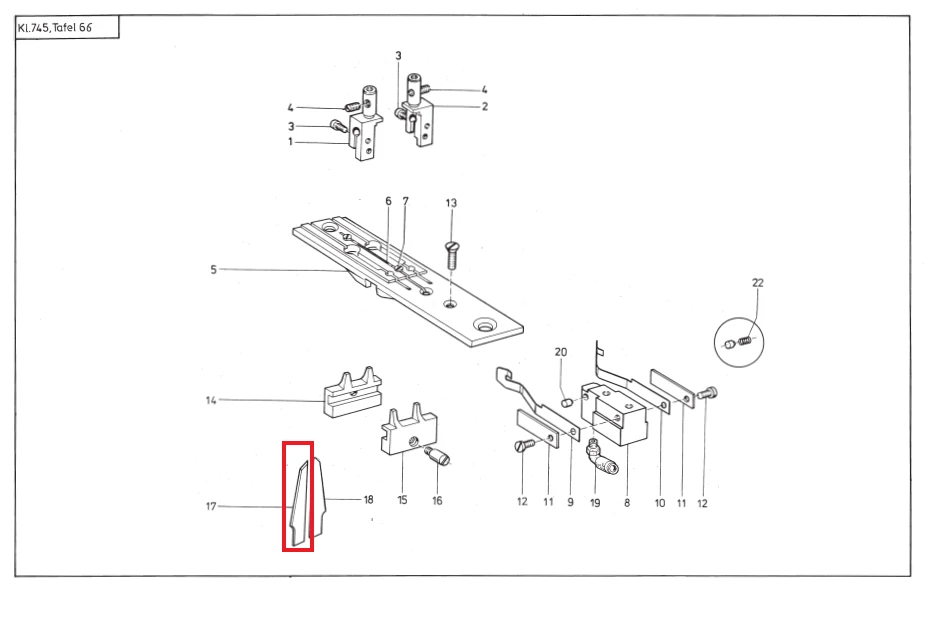 CUCHILLA PIQUETES AUTÓMATA BOLSILLOS DURKOPP 745 7