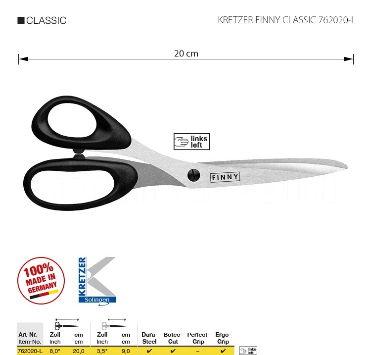 TIJERA KRETZER FINNY CLASSIC 8' PARA ZURDOS 762020 L