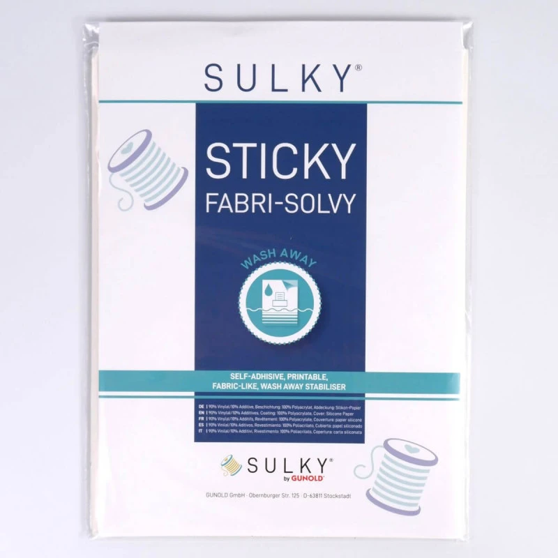 PAPEL SOLUBLE ADHESIVO STICKY SULKY PAPER 12 HOJAS