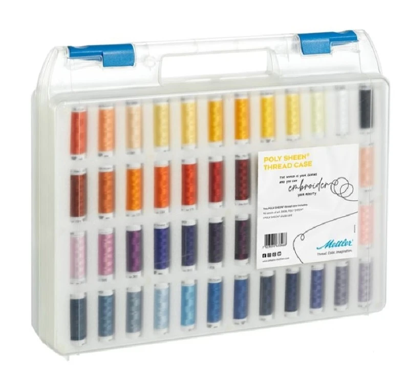 MALETÍN CON 96 CARRETES DE HILO POLY SHEEN 40 METTLER