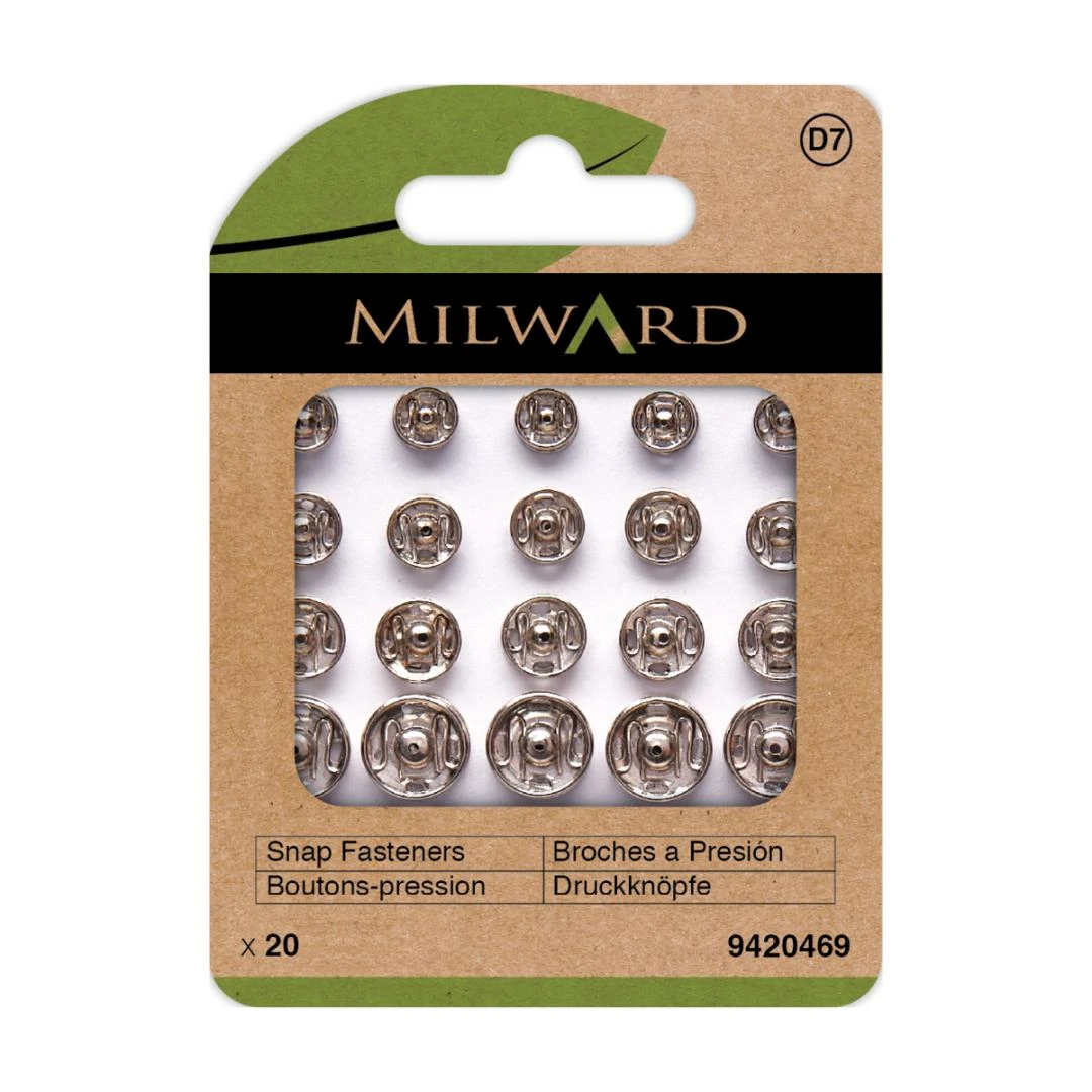 BROCHE PRESIÓN DE COSER PLATA SURTIDO MILWARD