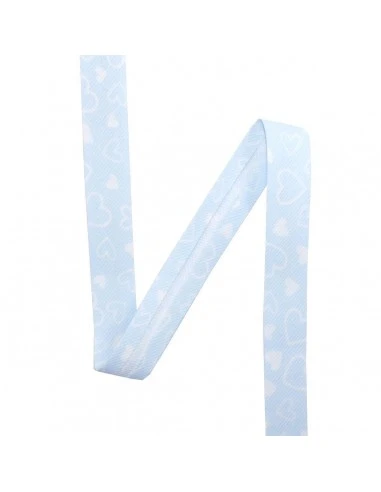 BIES ALGODÓN POLIÉSTER CORAZON CELESTE 18 MM 25 CM