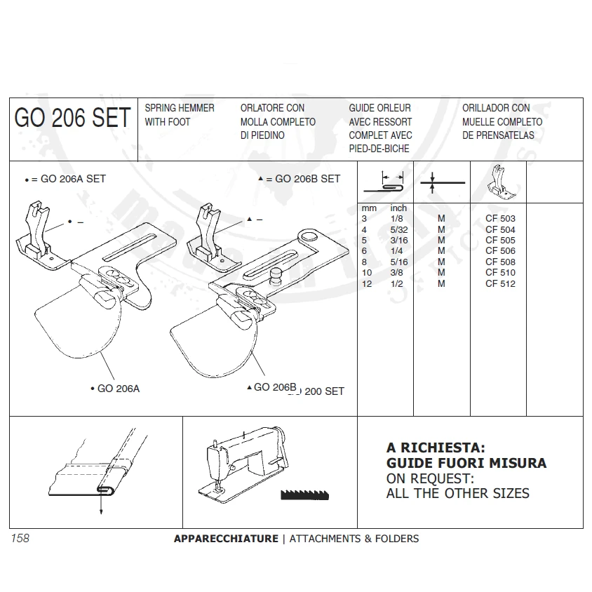 ORILLADOR CON MUELLE PARA PASO DE COSTURAS G.0206 5/32' (4MM) - SHIRTS TAIL SPRING HEMMER