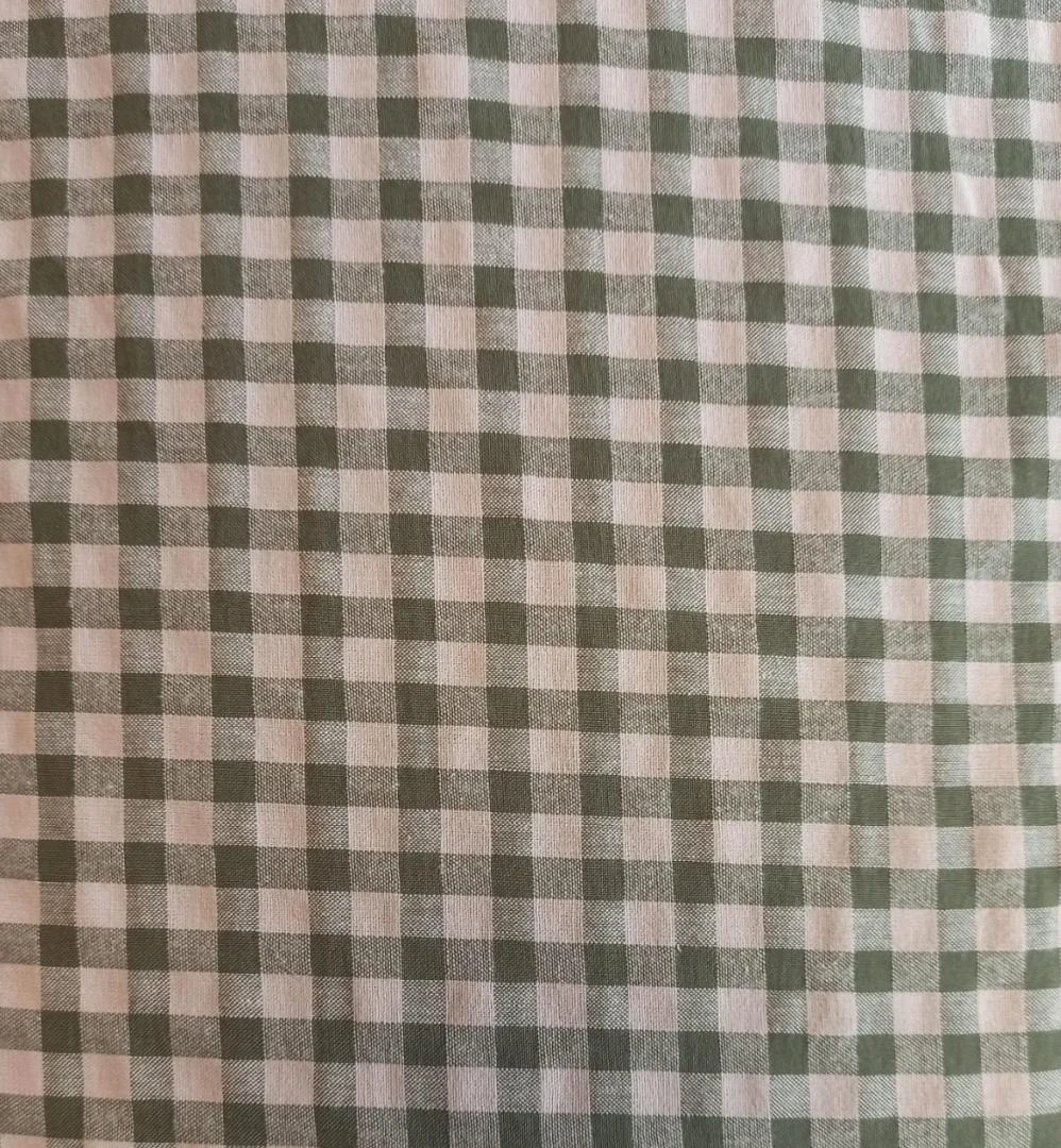 TELA VICHY SEERSUCKER ROSA/VERDE OLIVA 25 CM