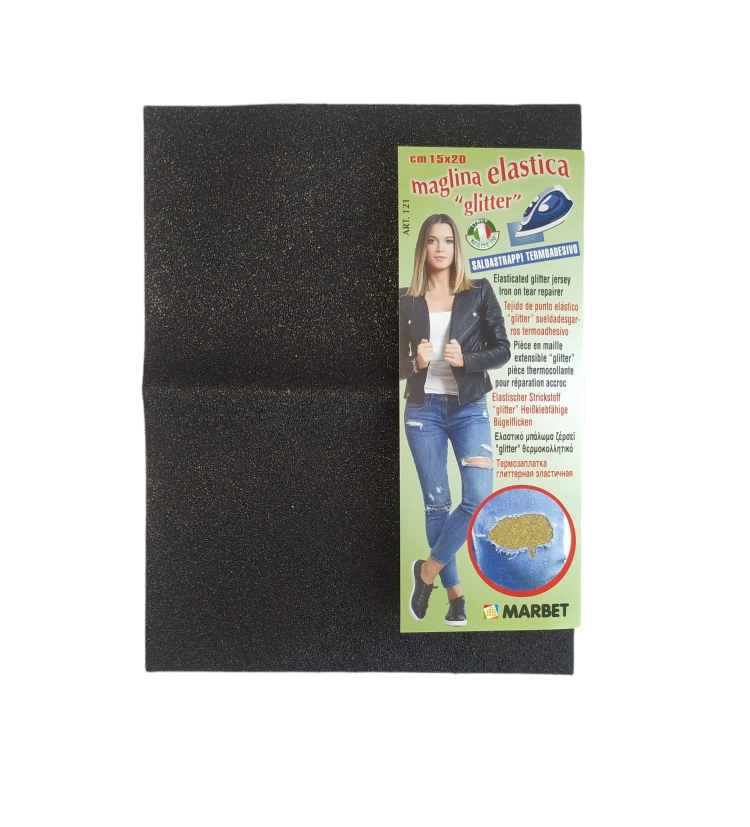 PARCHE REPARADOR TRASERO GLITTER NEGRO