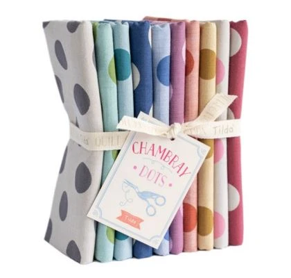 FAT QUARTER X10 CHAMBRAY DOTS