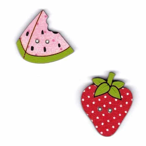 BOTONES DE MADERA SANDÍA Y FRESA